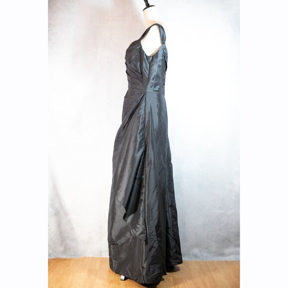 Bill Levkoff Formal Gown Prom Dress Tissue Taffeta Chiffon Long Black Size 12 - Picture 4 of 12